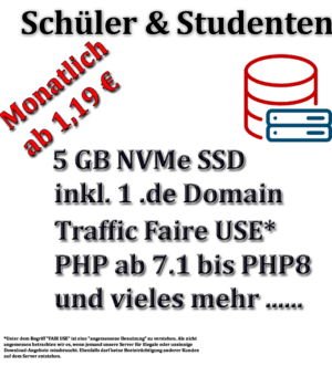 Speziell für Schüler, Studenten und Auszubildende haben wir ein attraktives Webhosting-Paket geschnürt.